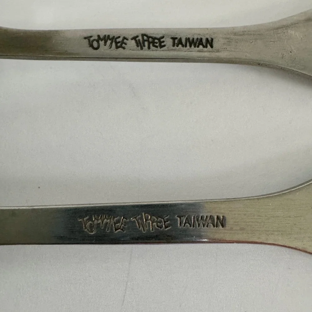 Tommee Tippee Vintage Teddy Bear Child Fork and Spoon Set Stainless Steel Taiwan